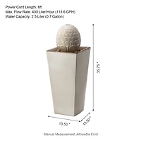 Glitzhome® 36" Oversized Sand Beige LED Ceramic Pedestal Fountain