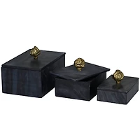 Black Marble Box with Gold Finial Set 