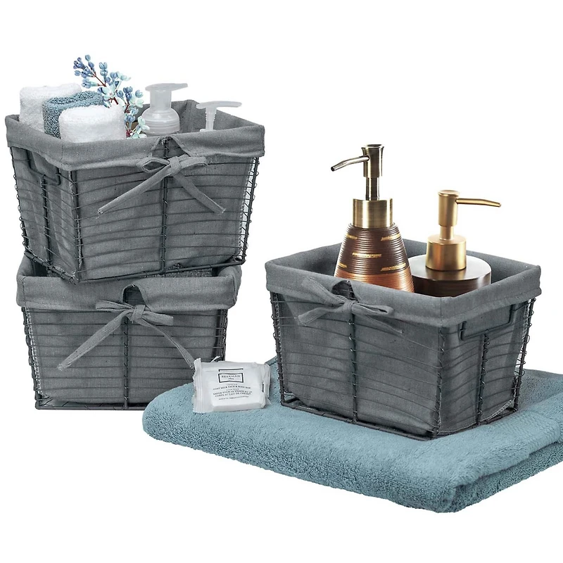 Sorbus 9" Gray Wire Baskets with Removable Liner, 3ct.