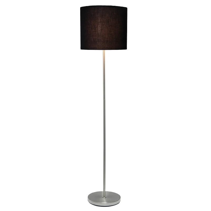 Simple Designs 57" Brushed Nickel Drum Shade Floor Lamp