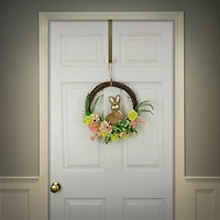 16" Bunny & Rose Flowers Hanging Wreath