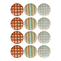 Hello Honey® 8" Pumpkin & Spice Mixed Pattern Hand-Painted Round Stoneware Plates, 12ct.