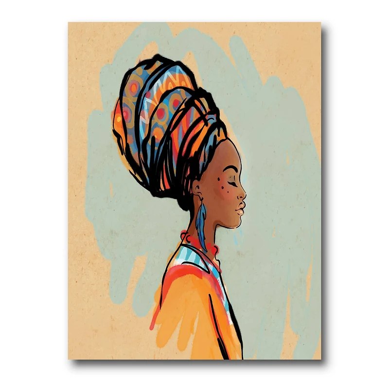 Designart - Portrait of African American Woman With Turban III