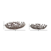 Set of 2" Black Aluminum Coastal Tray, 15", 12"