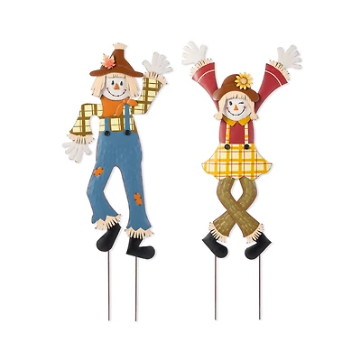 Glitzhome® 36" Fall Metal Scarecrow Yard Stake Set