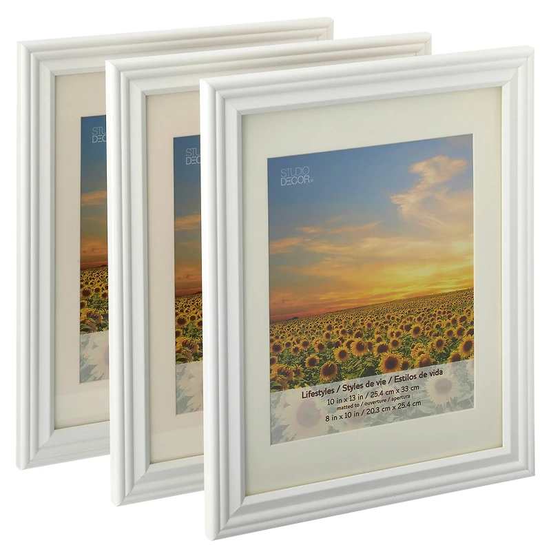 3 Pack Lifestyles 8" x 10" White Frames With Mat by Studio Décor®