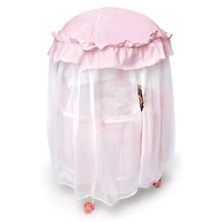 Badger Basket Pink & White Royal Pavilion Round Doll Crib with Canopy & Bedding