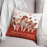 Free Hogs & Kisses Valentine's Day Throw Pillow