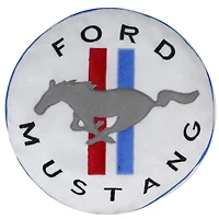 13.5" White Ford Mustang Round Throw Pillow