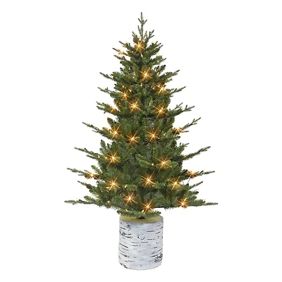 4.5ft. Pre-Lit Potted Artificial Christmas Tree, Clear Lights