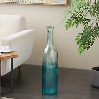 Teal Recycled Glass Handmade Tall Ombre Floor Vase