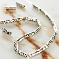 12 Pack:  Silver Metal Bump Tube Beads, 11mm by Bead Landing™