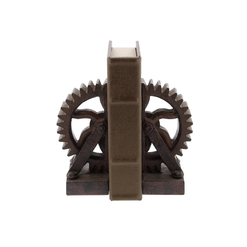 7" Brown Industrial Gear Bookends