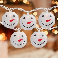 10ct. White Snowman Paper Lantern Christmas Light Set