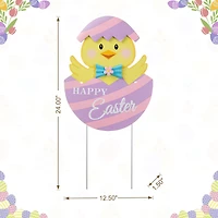 Glitzhome® 24" Easter Metal Chick Egg Yard Stake