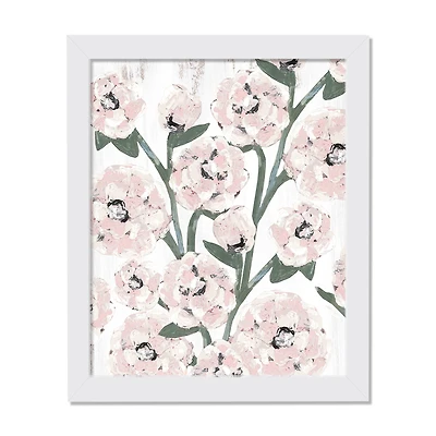 11" x 14" Farmhouse Floral Pattern White Framed Print Wall Art