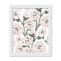 11" x 14" Farmhouse Floral Pattern White Framed Print Wall Art