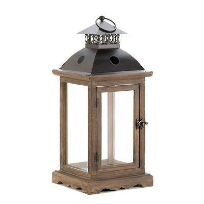 18.5" Rustic Wooden Hanging Monticello Candle Lantern