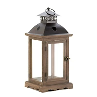 18.5" Rustic Wooden Hanging Monticello Candle Lantern