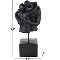 12.5" People Hugging Decorative Sculpture with Square Base