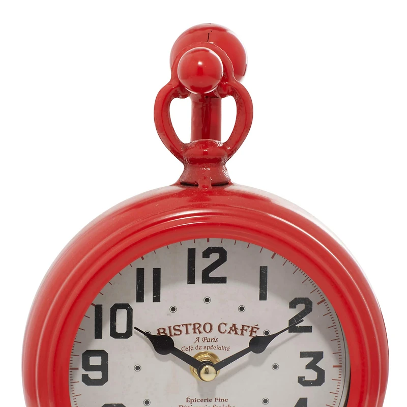 15" Red Metal Hanging Clock