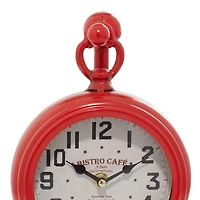15" Red Metal Hanging Clock