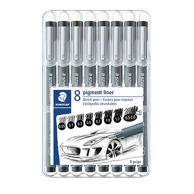 Staedtler® Pigment Liner Black 8 Pen Set