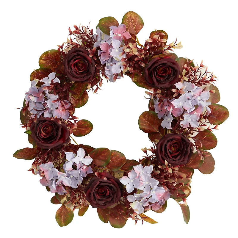 22" Fall Hydrangea & Rose Wreath