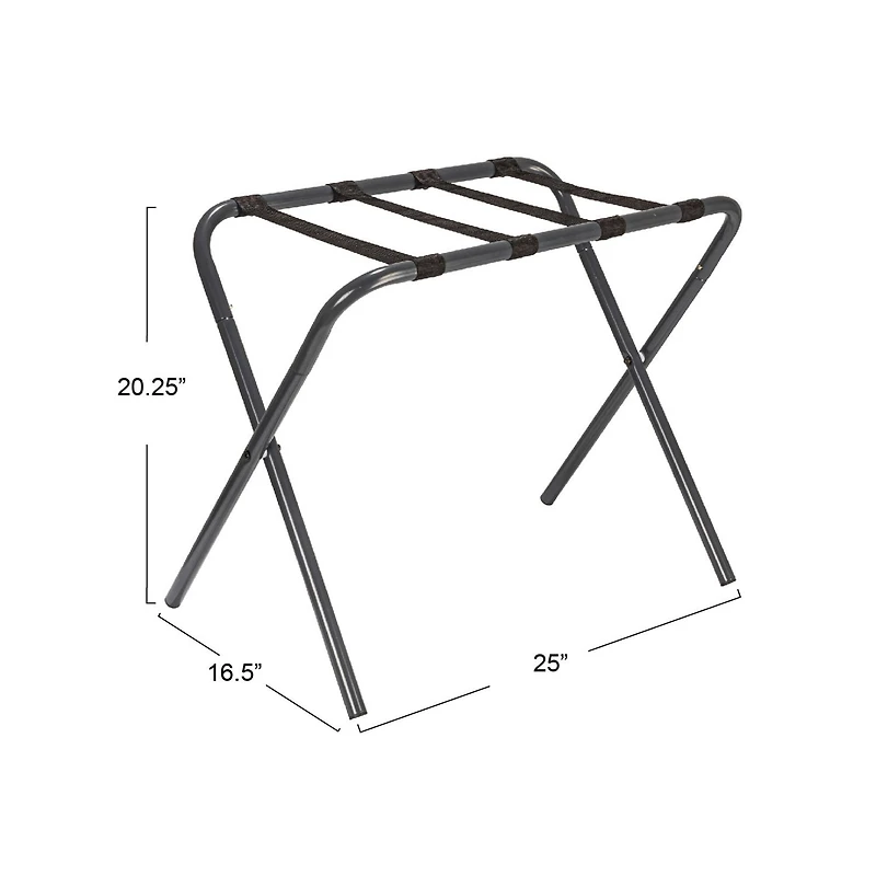 Household Essentials Gray Frame with Black Straps Luggage Rack