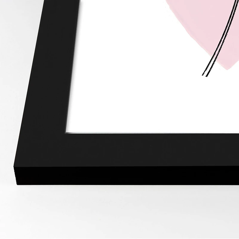 Flower Line Drawing Black Framed Print Under Plexiglass