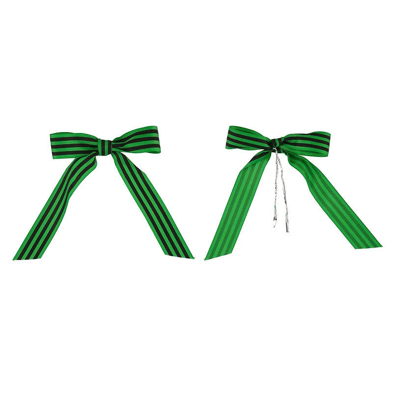 6" Green & Black Striped Bows, 6ct. by Celebrate It™