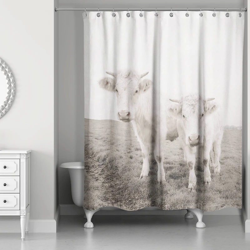 Whitewashed Cow Photograph 71" x 74" Shower Curtain