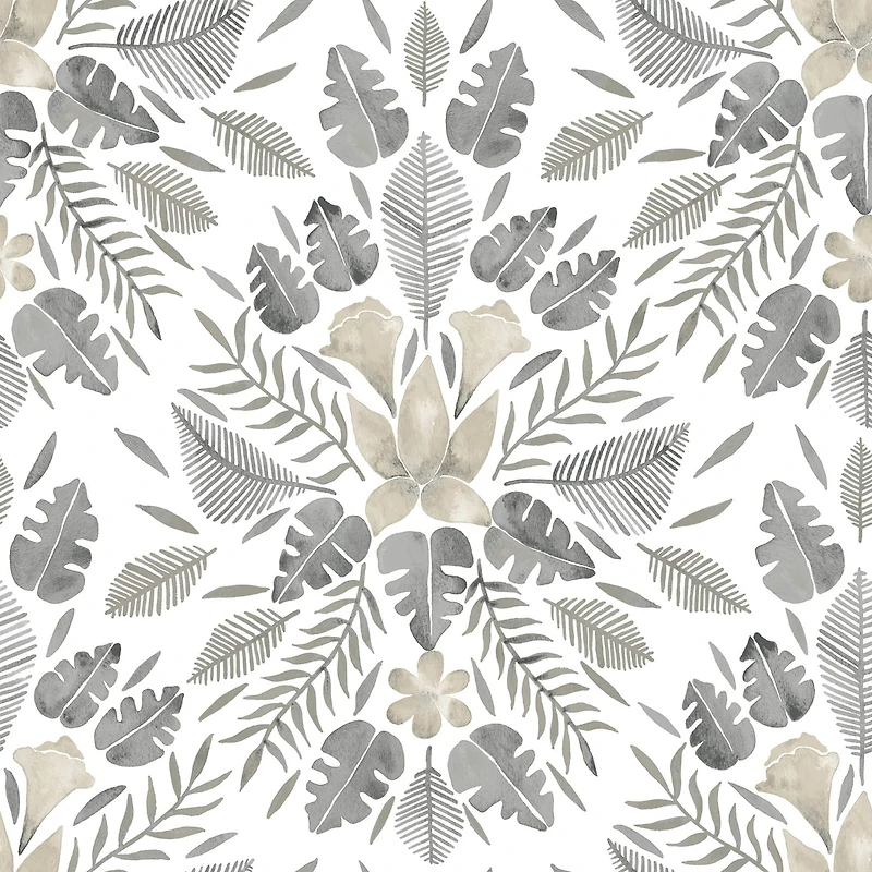 RoomMates Gray & Taupe Gray Cat Coquillette Tropical Peel & Stick Wallpaper