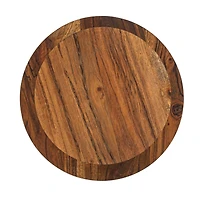 Hello Honey® 9" Round 2-Tier Acacia Wood & Metal Tray