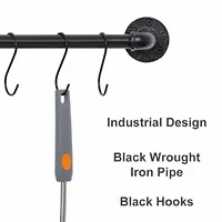 NEX™ Black Industrial Wall Mounted Metal Hanging Pot Rack