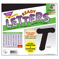 TREND Enterprises® Black 4" Italic Uppercase/Lowercase Ready Letters® Combo Pack, 3 Packs of 582