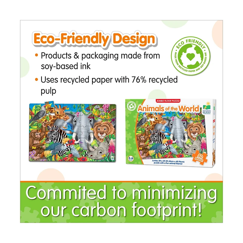 Jumbo Floor Puzzle - Animals of the World: 50 Pcs