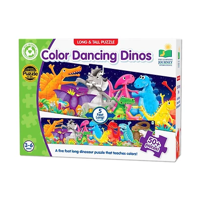 Long & Tall Puzzle - Color Dancing Dinos: 50+ Pcs