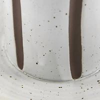 Hello Honey® White & Brown Striped Stoneware Toothbrush Holder