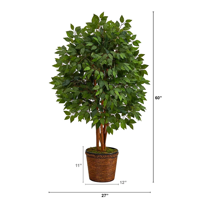5ft. Super Deluxe Ficus Tree in Wicker Planter