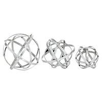 Silver Metal Modern Orbs Balls Sculpture Set