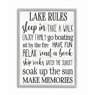 Stupell Industries Lake Rules Wall Art in Gray Frame