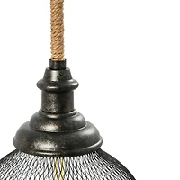Hello Honey® Robert Stevenson Lighting Martha 26" Black Woven Metal & Natural Rope Ceiling Light