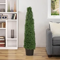 4ft. Unlit Artificial Boxwood Cone Topiary Tree with Pot