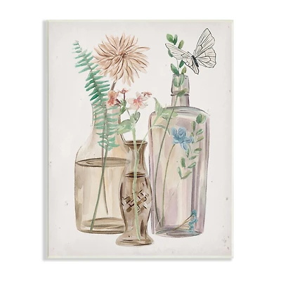 Stupell Industries Spring Meadow Bouquets Country Glasses Butterfly Florals Wall Plaque