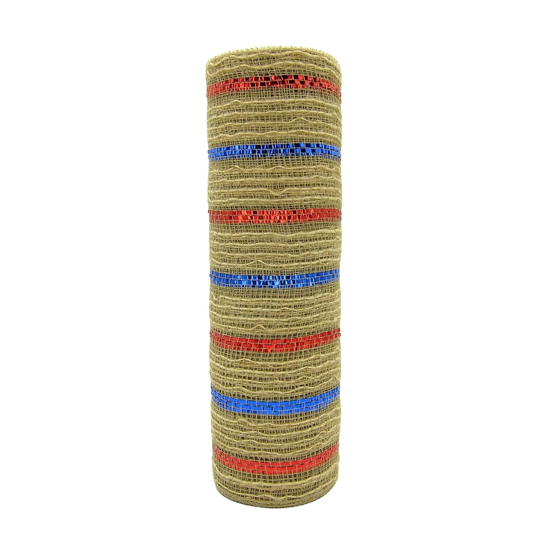 10" x 19ft. Red, Tan & Blue Striped Mesh by Celebrate It™