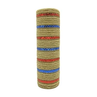 10" x 19ft. Red, Tan & Blue Striped Mesh by Celebrate It™