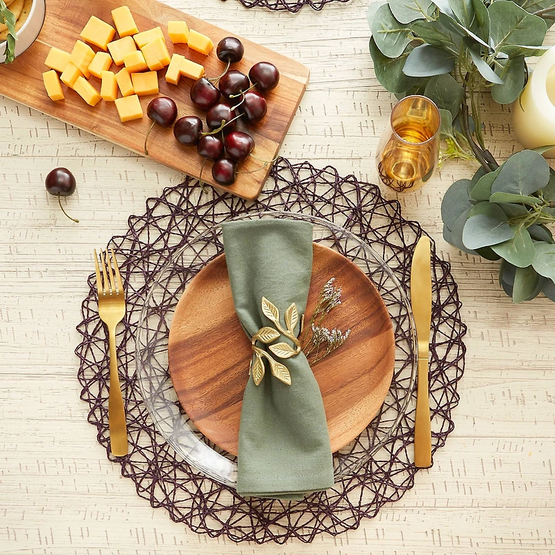 DII® Eggplant Woven Paper Round Placemat (Set of 6)