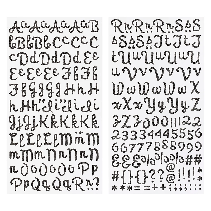 12 Pack: Glitter Script Alphabet Stickers by Recollections