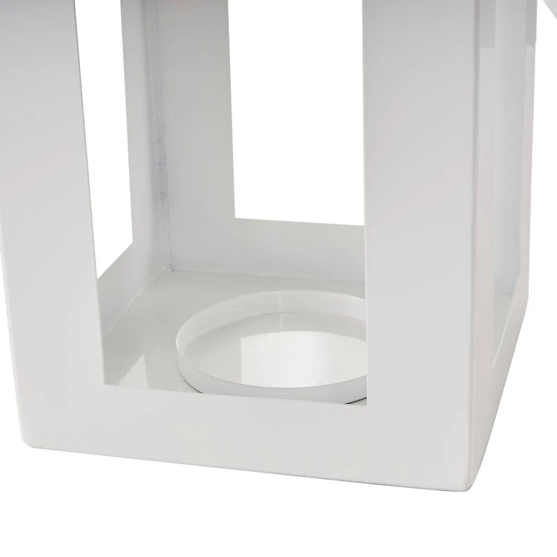 27" White Metal Arched Cutout Candle Lantern